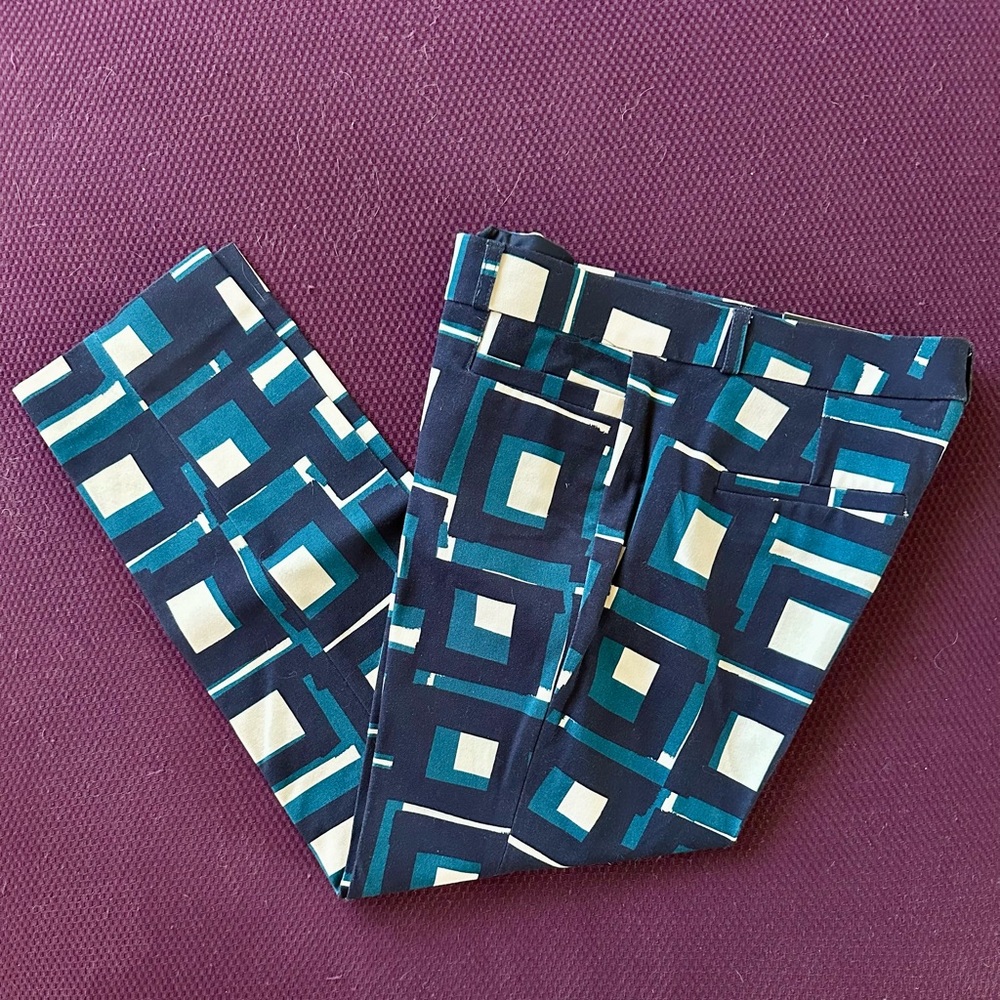 Banana Republic Green and Blue Geometric Trousers